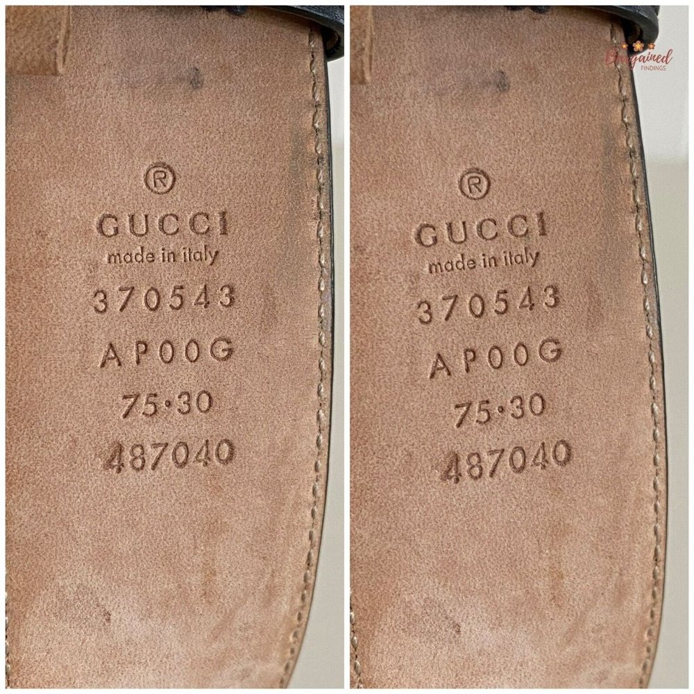 Authentic Gucci Black Calfskin Leather Silver Interlocking G Buckle Belt 75/30 - Picture 7 of 13